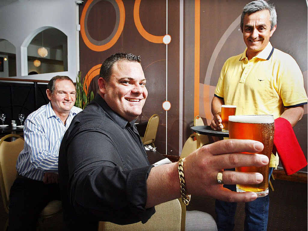 Ipswich Mayor Paul Pisasale, Adam Wiencke and Cane Sipinkoski kick back in the Metropole Hotel’s bistro area. 